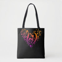 Treble Bass Clef Musical Notes Colorful Heart