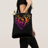 Treble Bass Clef Musical Notes Colorful Heart Tote Bag (Dichtbij)