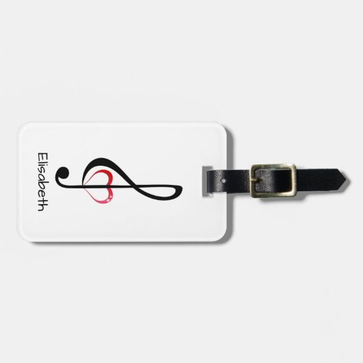 Treble cleart met glanzend roze hart bagagelabel (Voorkant horizontaal)