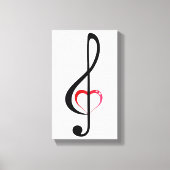 Treble cleart met glanzend roze hart canvas afdruk (Voorkant)