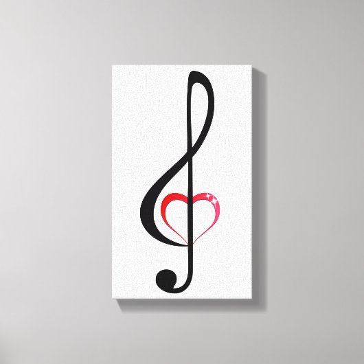 Treble cleart met glanzend roze hart canvas afdruk (Voorkant)