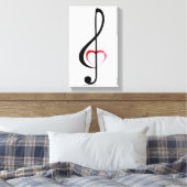 Treble cleart met glanzend roze hart canvas afdruk (Insitu (Slaapkamer))