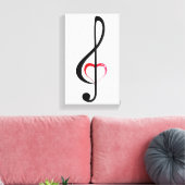 Treble cleart met glanzend roze hart canvas afdruk (Insitu (Woonkamer))