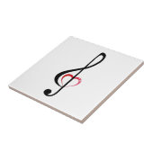 Treble cleart met glanzend roze hart tegeltje (Zijkant)