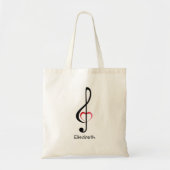 Treble cleart met glanzend roze hart tote bag (Voorkant)
