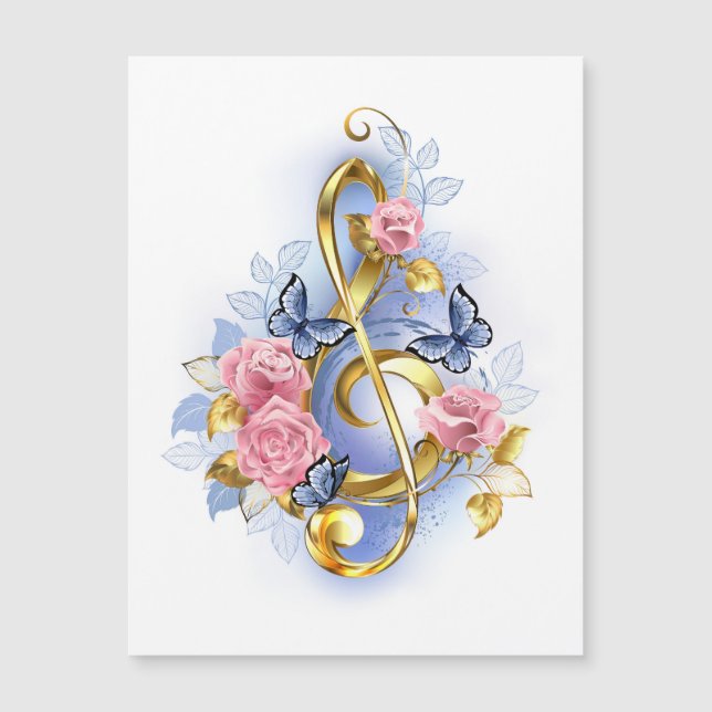 Treble cleart met roze rozen (Voorkant)