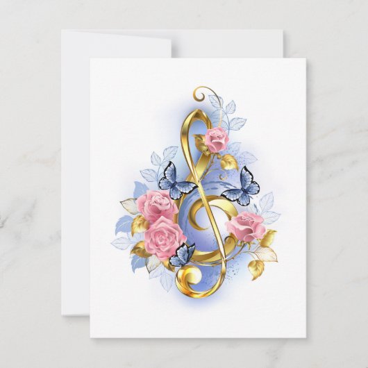 Treble cleart met roze rozen aankondiging (Voorkant)