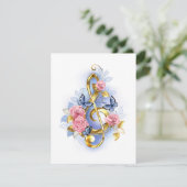 Treble cleart met roze rozen aankondiging (Staand voorkant)