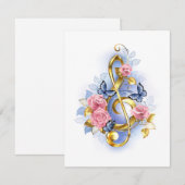 Treble cleart met roze rozen aankondiging (Voorkant / Achterkant)