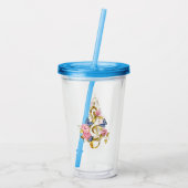 Treble cleart met roze rozen acryl drinkbeker (Achterkant)