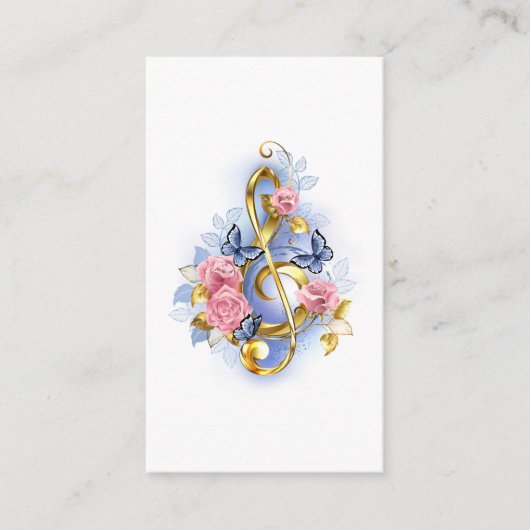 Treble cleart met roze rozen advieskaart (Voorkant)