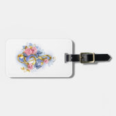 Treble cleart met roze rozen bagagelabel (Voorkant horizontaal)
