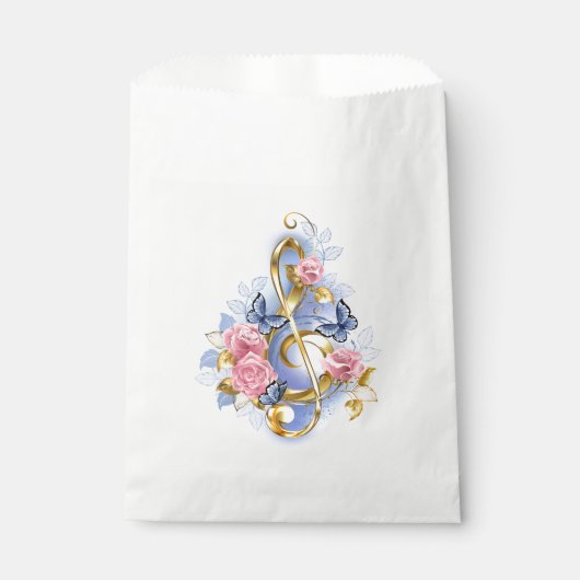 Treble cleart met roze rozen bedankzakje (Voorkant)