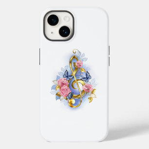 Treble cleart met roze rozen Case-Mate iPhone 14 hoesje
