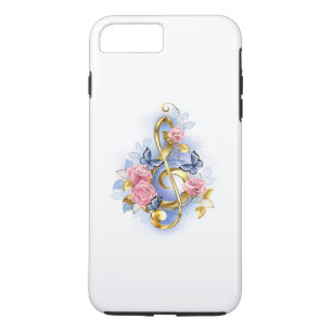 Treble cleart met roze rozen iPhone 8/7 plus hoesje