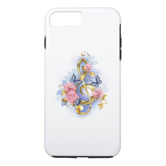 Treble cleart met roze rozen Case-Mate iPhone case (Achterkant)
