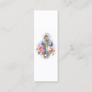 Treble cleart met roze rozen contactkaartje