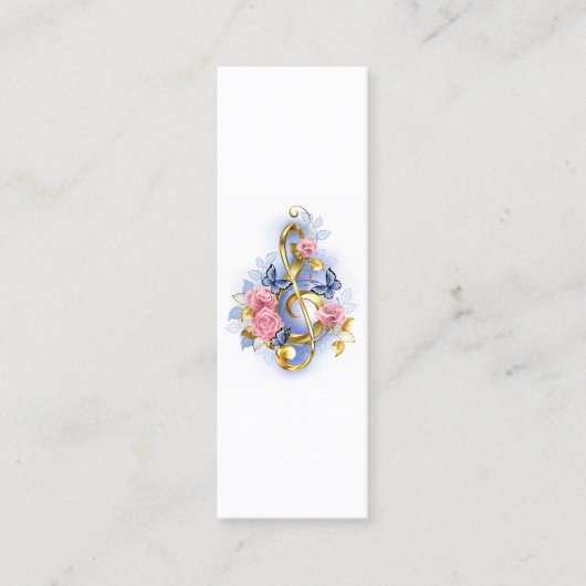 Treble cleart met roze rozen contactkaartje (Voorkant)