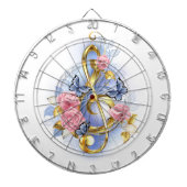 Treble cleart met roze rozen dartbord (Voorkant)