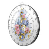 Treble cleart met roze rozen dartbord (Voorkant Rechts)