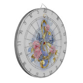 Treble cleart met roze rozen dartbord (Voorkant Links)