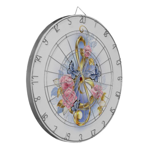 Treble cleart met roze rozen dartbord (Voorkant Links)