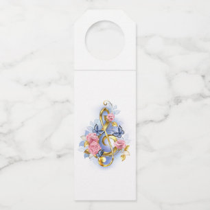 Treble cleart met roze rozen flessenhanger