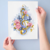 Treble cleart met roze rozen flyer (Hand)