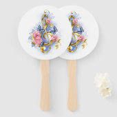 Treble cleart met roze rozen handwaaier (Voorkant en achterkant)