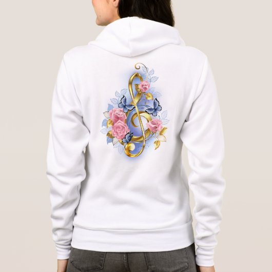 Treble cleart met roze rozen hoodie (Achterkant)