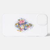 Treble cleart met roze rozen iPhone hoesje (Achterkant horizontaal)