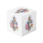 Treble cleart met roze rozen kubus (Achter hoekig)