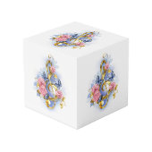 Treble cleart met roze rozen kubus (Voorkant hoekig)