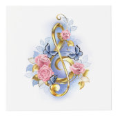 Treble cleart met roze rozen kubus (Voorkant)
