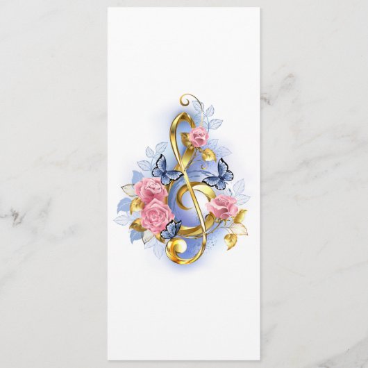 Treble cleart met roze rozen menu (Voorkant)