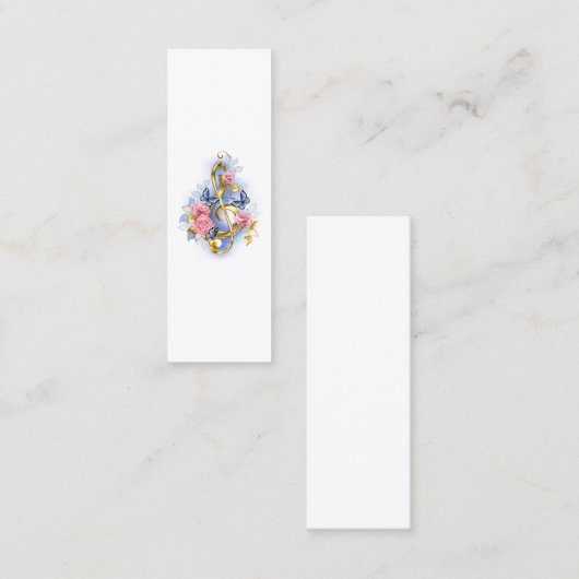 Treble cleart met roze rozen mini visitekaartje (Voorkant / Achterkant)