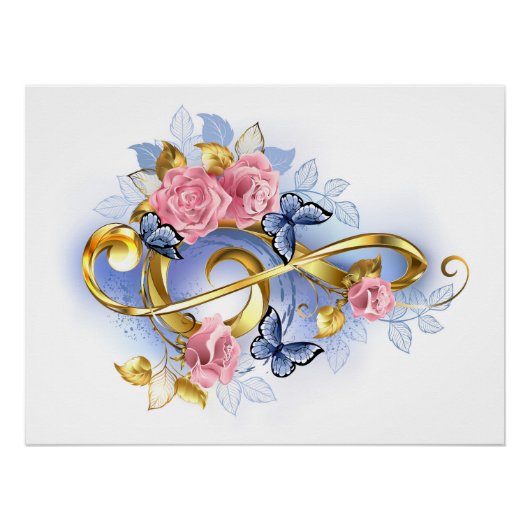 Treble cleart met roze rozen perfect poster (Voorkant)