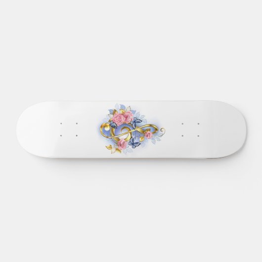 Treble cleart met roze rozen persoonlijk skateboard (Horizontaal)