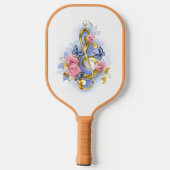 Treble cleart met roze rozen pickleball paddle (Achterkant)
