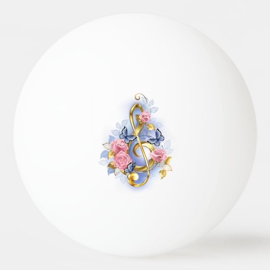 Treble cleart met roze rozen pingpongbal (Achterkant)