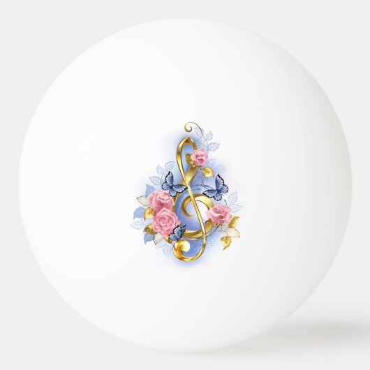 Treble cleart met roze rozen pingpongbal (Voorkant)