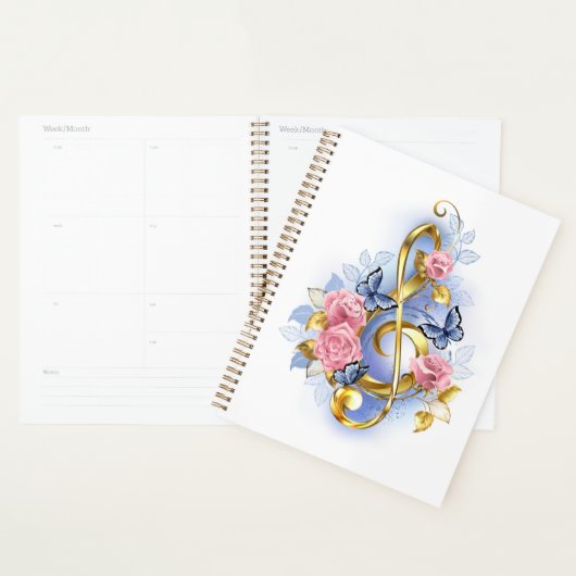 Treble cleart met roze rozen planner (Display)