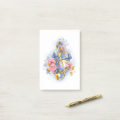 Treble cleart met roze rozen post-it® notes (Op bureau)