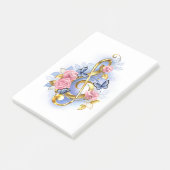 Treble cleart met roze rozen post-it® notes (Schuin)