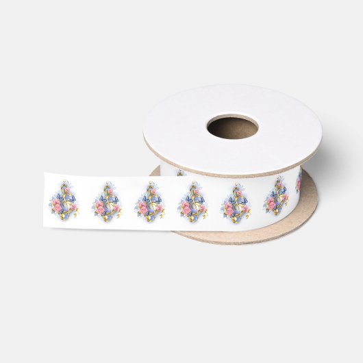 Treble cleart met roze rozen satijnen lint (Spoel)