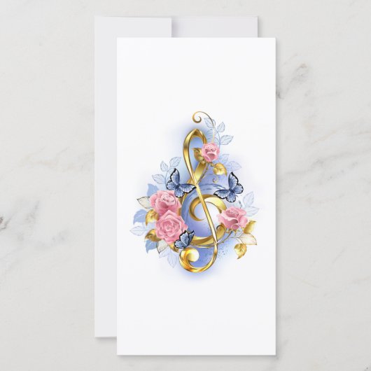 Treble cleart met roze rozen save the date (Voorkant)