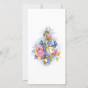 Treble cleart met roze rozen save the date