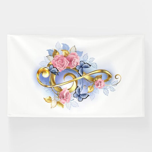 Treble cleart met roze rozen spandoek (Horizontaal)