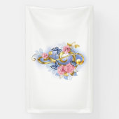 Treble cleart met roze rozen spandoek (Verticaal)