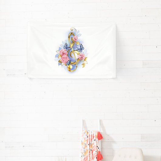 Treble cleart met roze rozen spandoek (Insitu)